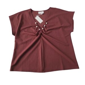 Melloday Top with Pearl Accents Size Xlarge  Rust Color